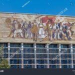 stock photo tirana albania the historical national history museum of albania with the large mural 25006167671868697936